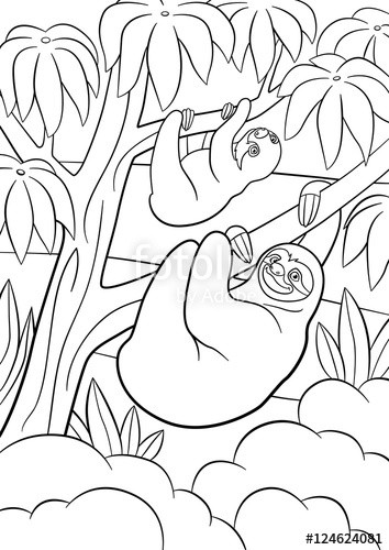 Baby Sloth Coloring Pages
 "Coloring pages Mother sloth with her little cute baby
