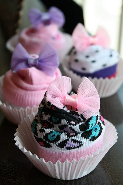 Baby Sock Cupcakes
 Baby Sock Cupcake idea o cute Now can someone