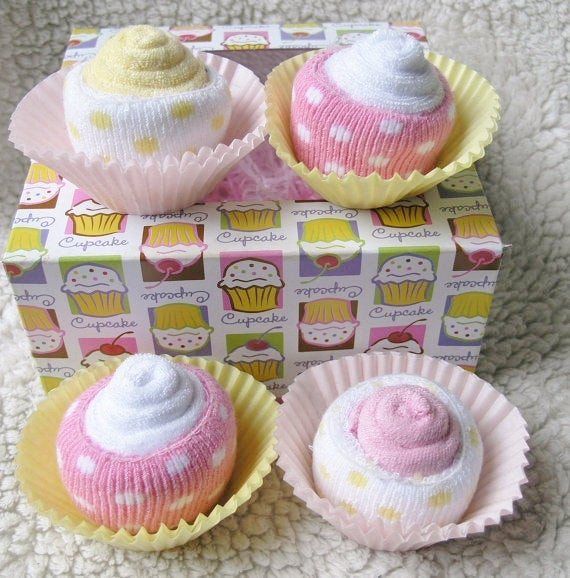 Baby Sock Cupcakes
 Baby Girl Gift Set Sock & Washcloth Cupcakes for by