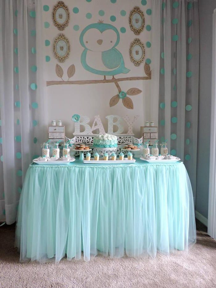 Baby Welcome Party Ideas
 Turquoise Owl "Wel e Home Baby" Party via Kara s Party