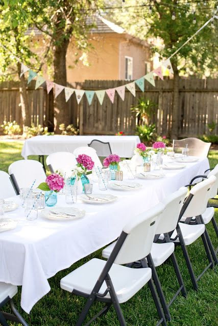 Bachelor Graduation Backyard Party Decorating Ideas
 Backyard Birthday Fun Pink Hydrangeas Polka Dot Napkins