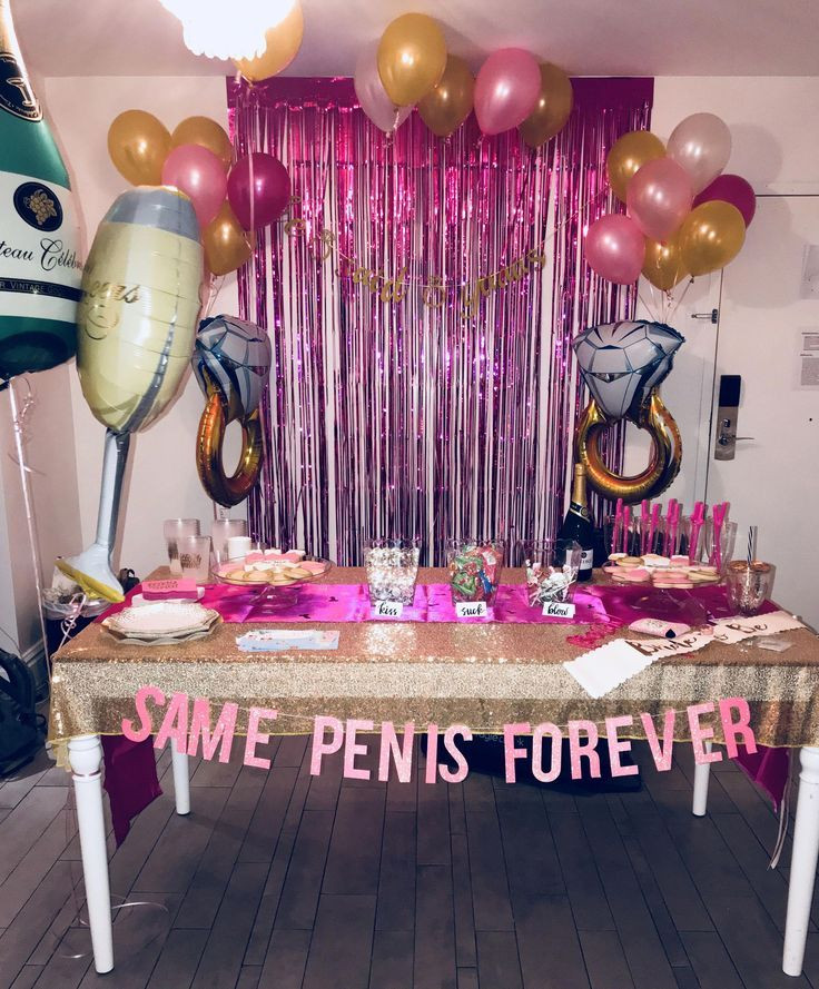 Bachelorette And Bachelor Party Ideas
 Set up bachelor party Noble gold and pink theme