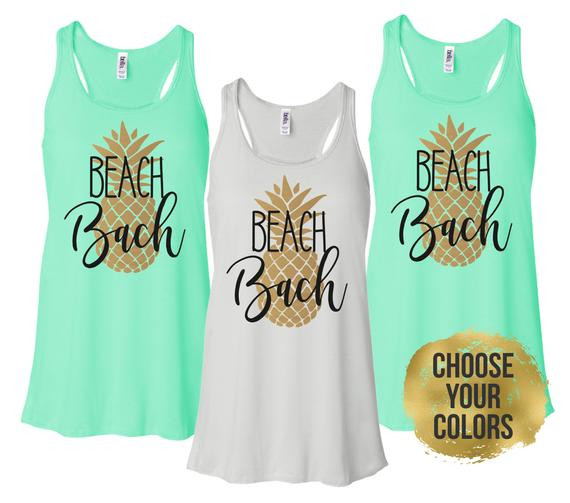 Bachelorette Party Beach Ideas
 Beach Bachelorette Tanks Pineapple Bachelorette Party Shirts