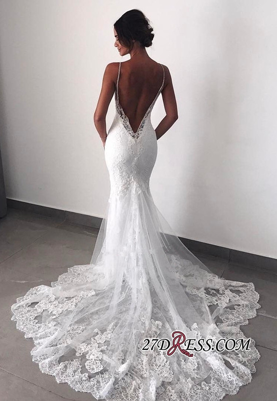 Backless Lace Wedding Dresses
 Charming Backless Lace Wedding Dress
