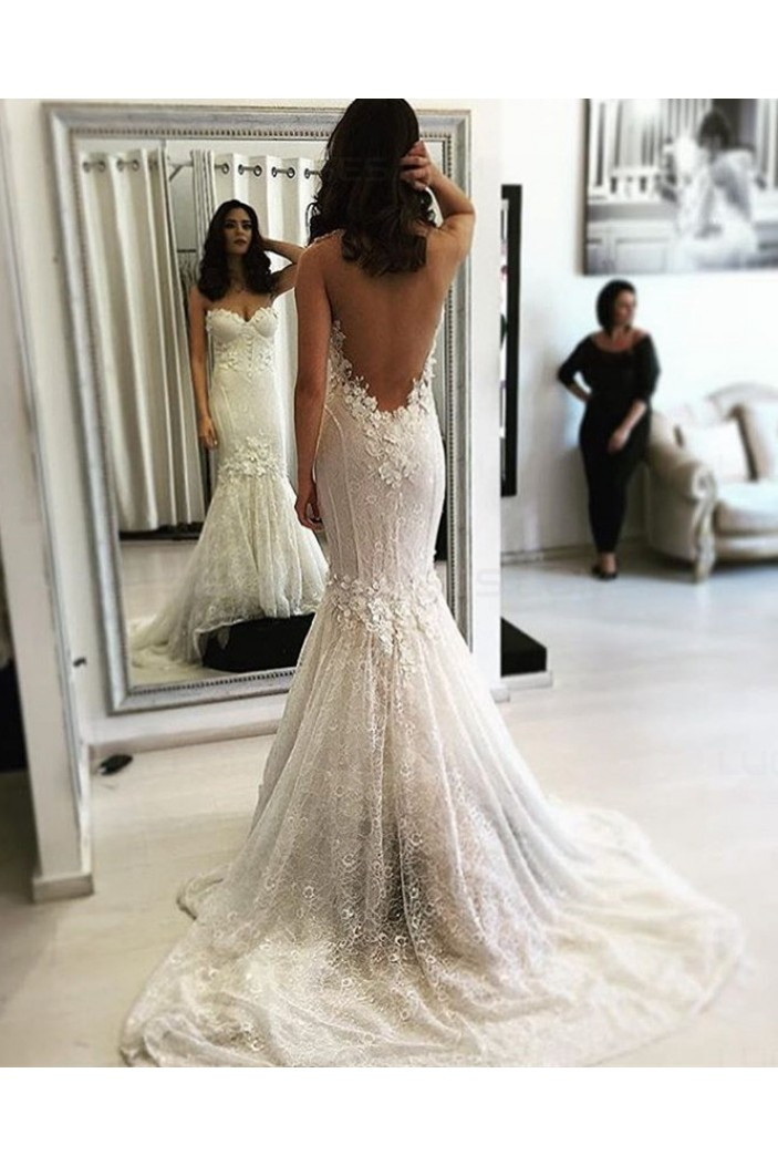 Backless Lace Wedding Dresses
 Mermaid Backless Lace Wedding Dresses Bridal Gowns