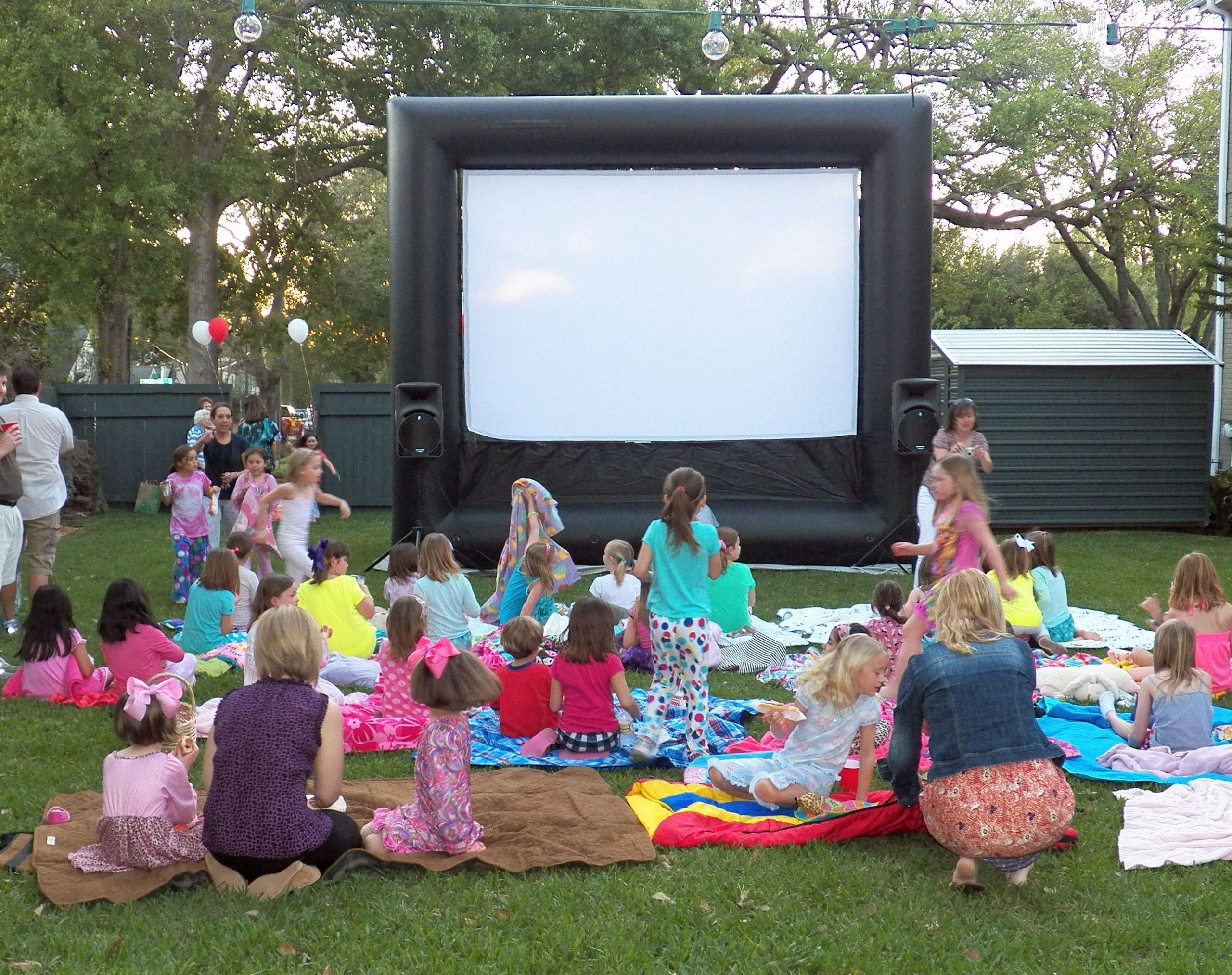 Backyard Birthday Party Ideas 4 Year Old
 Outdoor Movie Pajama Party For details and more party