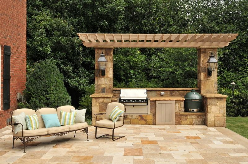 Backyard Grill Area
 Pergola nicely frames this outdoor cooking area with built