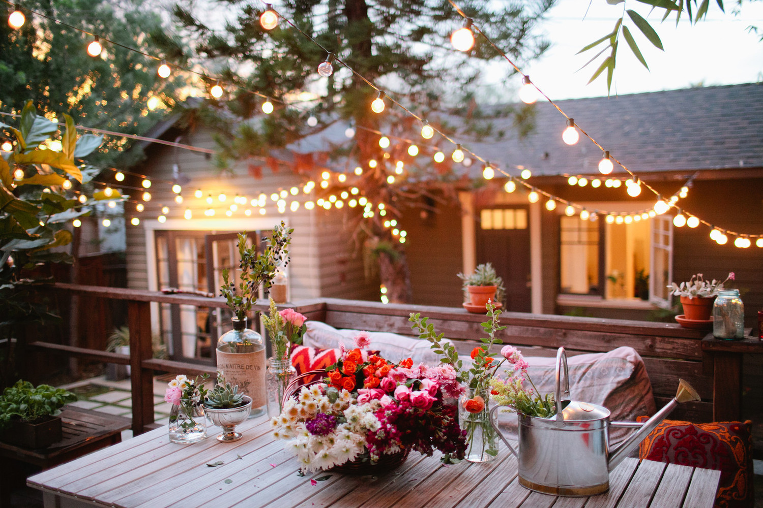 Backyard Party Ideas Lighting
 A New Pergola on the Deck from Thrifty Decor Chick