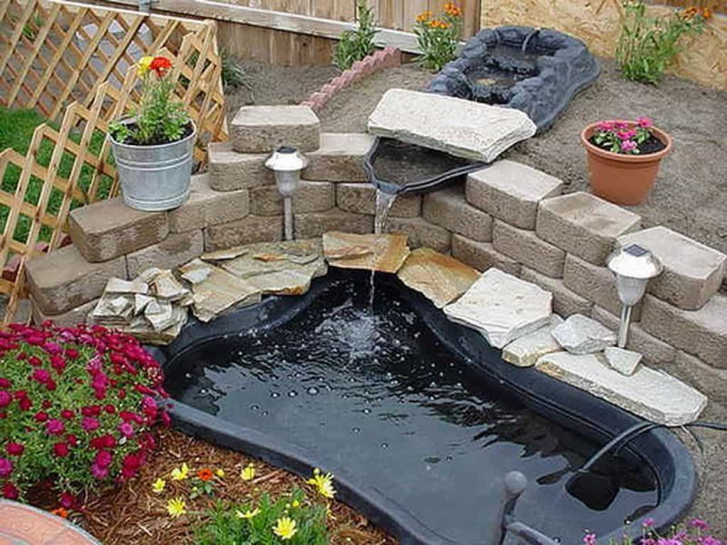 Backyard Pond Liners
 Small Backyard Performed Pond And Waterfall Practical