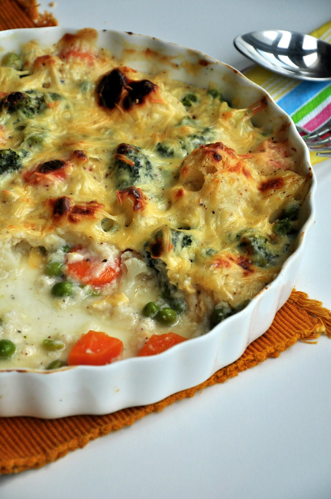 Baked Vegetable Casserole
 Served with love Baked Ve ables in White Sauce