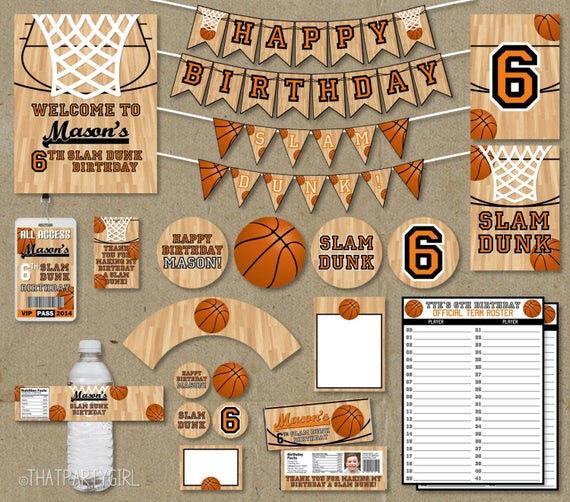 Basketball Birthday Party Places
 Basketball Party Food Tent Labels Place Cards Printable