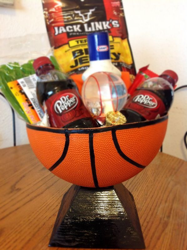 Basketball Gift Basket Ideas
 Basketball "basket" I made for my boyfriend with stuff he