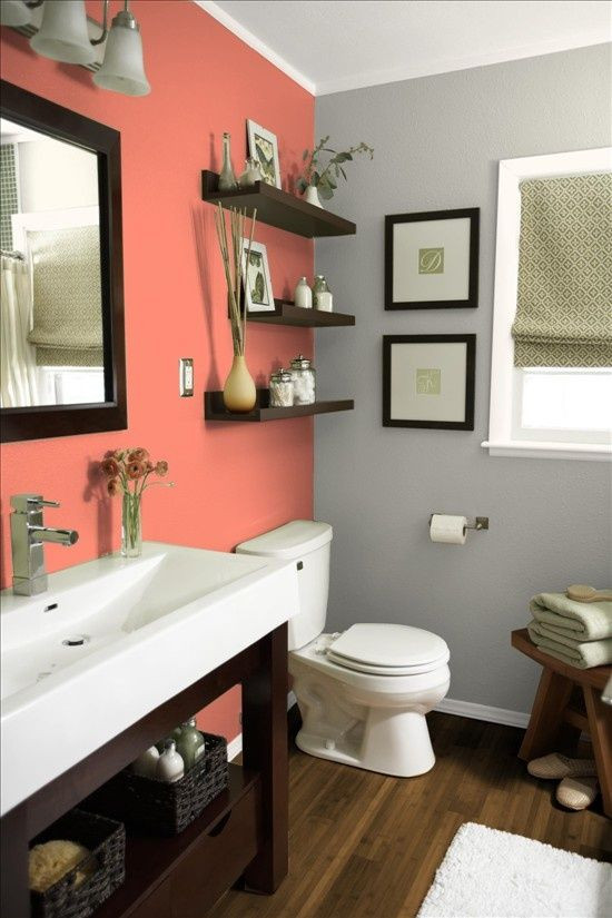 Bathroom Color Ideas
 30 Grey And Coral Home Décor Ideas DigsDigs