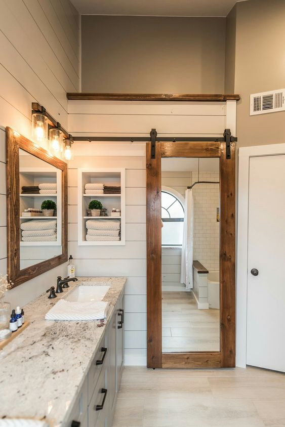 Bathroom Door Mirror
 25 Sliding Barn Doors Ideas For A Rustic Feel DigsDigs