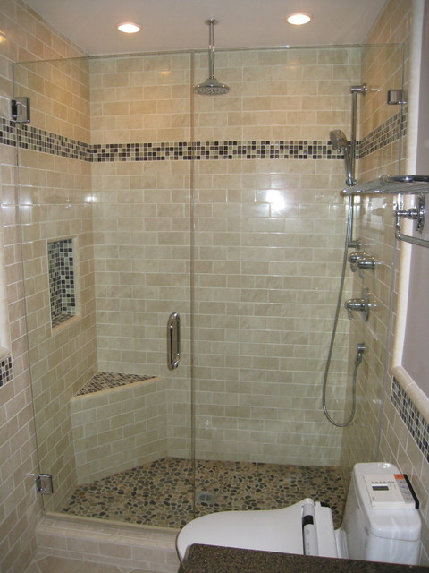 Bathroom Shower Tiles Ideas
 Subway tile shower Contemporary Bathroom san go