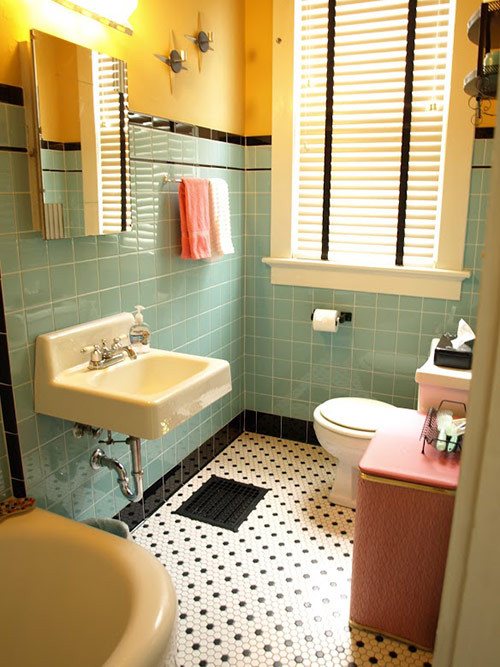 Bathroom Tile Styles
 Kristen and Paul s 1940s style aqua and black tile