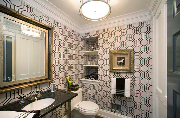 Bathroom Wallpaper Patterns
 Black and White Wallpaper in 15 Bathrooms and Powder Rooms