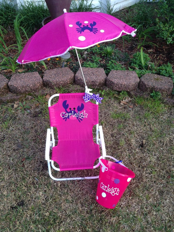 Beach Chair For Kids
 Personalized Kids Beach Chair With Umbrella and Matching