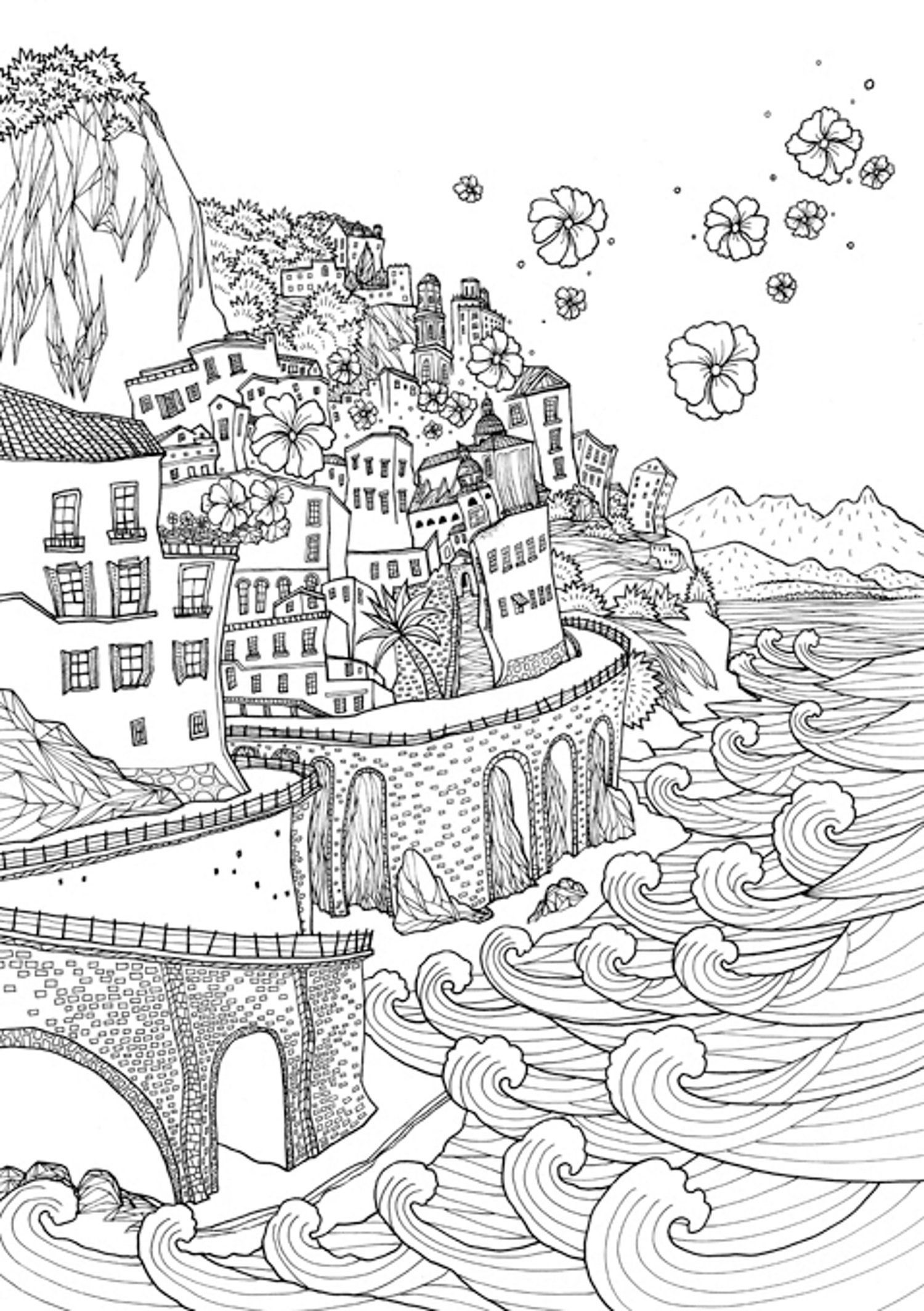 Beach Coloring Pages For Adults
 Coloring Europe Bella Italia A Coloring Book Tour of the