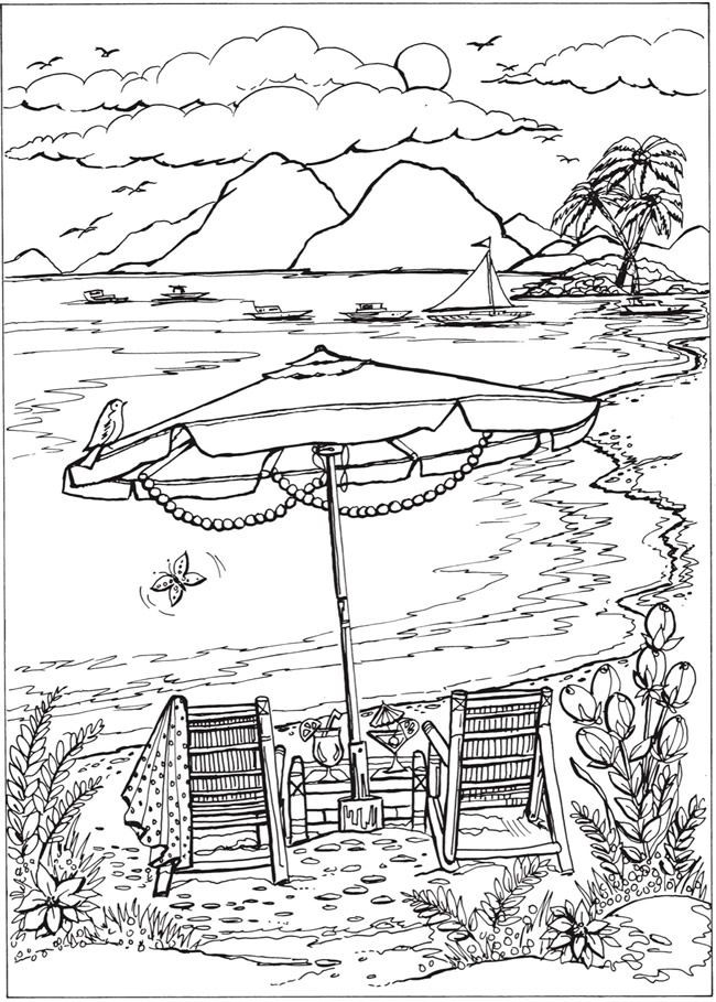 Beach Coloring Pages For Adults
 Wel e to Dover Publications Creative Haven Summer Scenes
