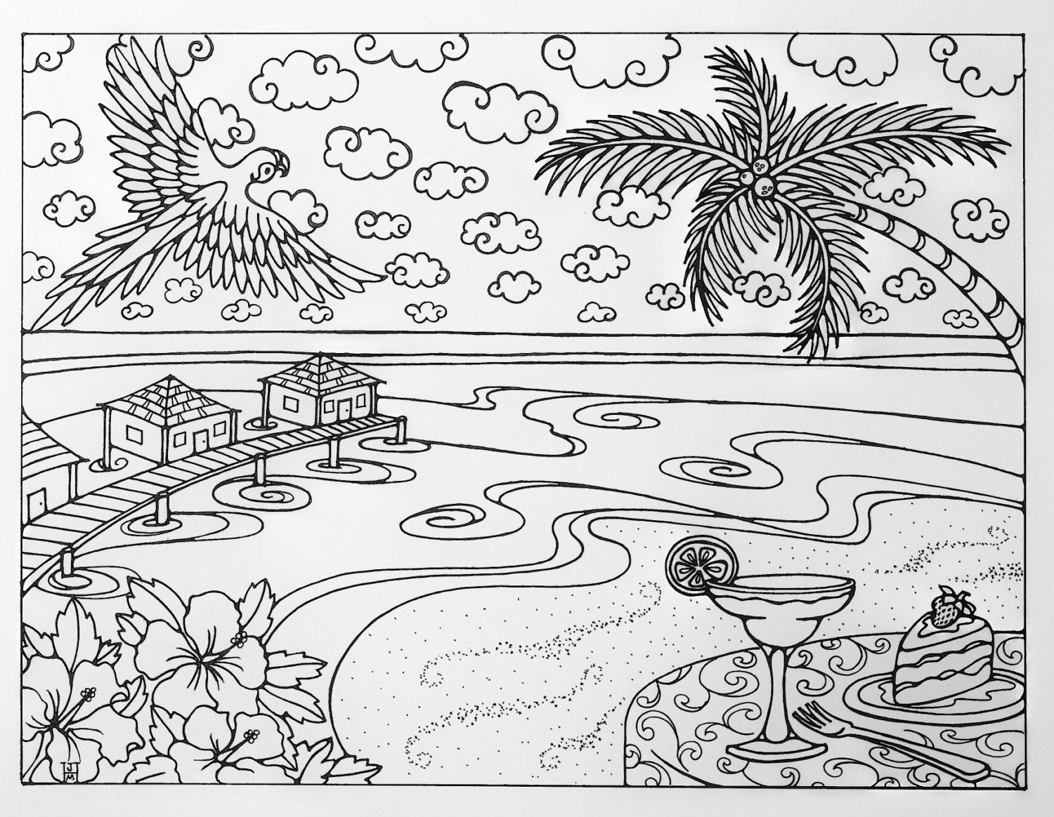 Beach Coloring Pages For Adults
 Kitchen & Dining