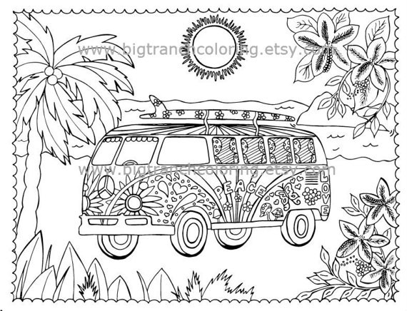 Beach Coloring Pages For Adults
 Adult Coloring Page Colouring Beach Love Bus Printable