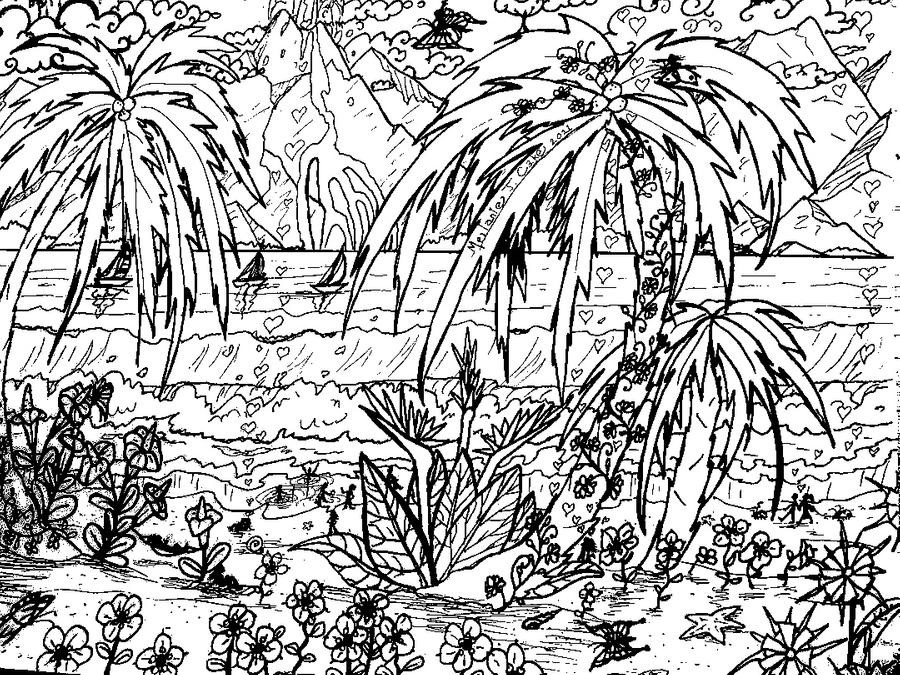 Beach Coloring Pages For Adults
 Tropical Beach Coloring Page by Melanie76 on DeviantArt