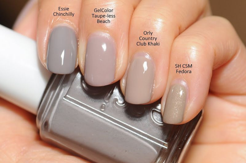 Beach Nail Colors
 parison Essie Chinchilly OPI GelColor Taupe less