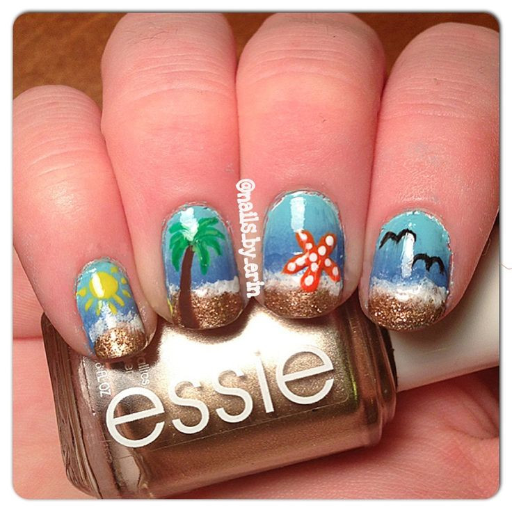 Beach Themed Nail Art
 Beach themed nails My Nails Pinterest