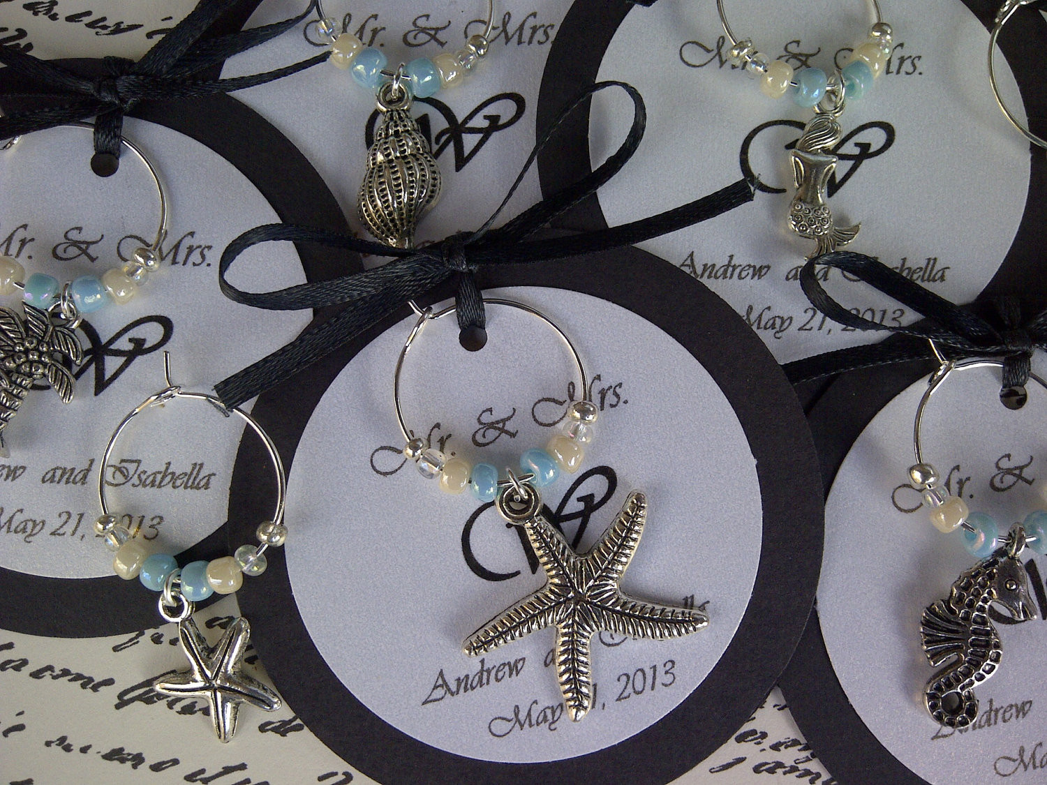 Beach Themed Wedding Favors
 5 45 Custom Beach Themed Wine Charm Favors Weddings Bridal