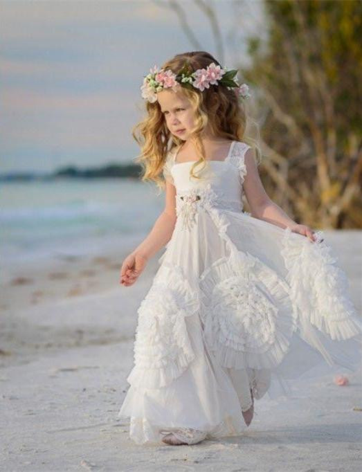 Beach Wedding Flower Girl Dresses
 2016 Beach Flower Girls Dresses For Weddings Lace f