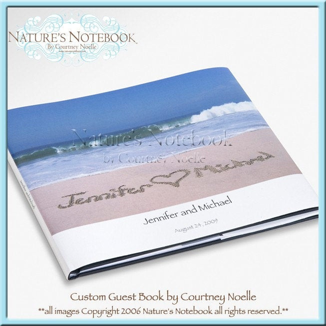 Beach Wedding Guest Books
 Beach Themed Personalized Wedding Guest Book by