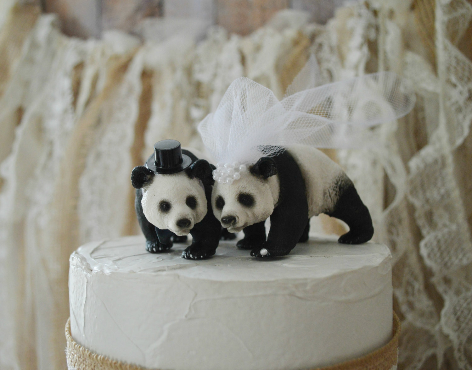 Bear Wedding Cake Topper
 Panda bear wedding cake topper bride and groom decorations