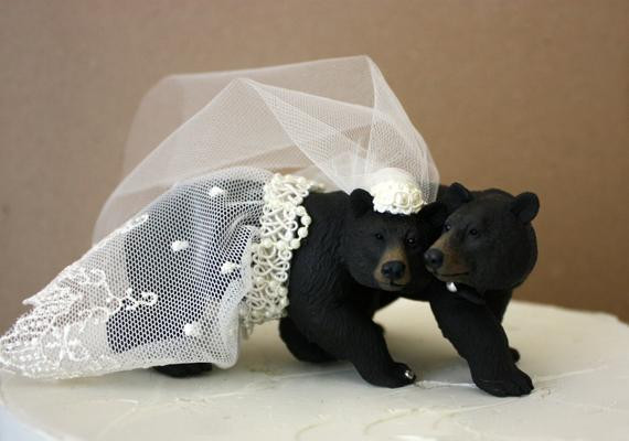 Bear Wedding Cake Topper
 Black Bear Wedding Cake Topper Bear Cake by MorganTheCreator
