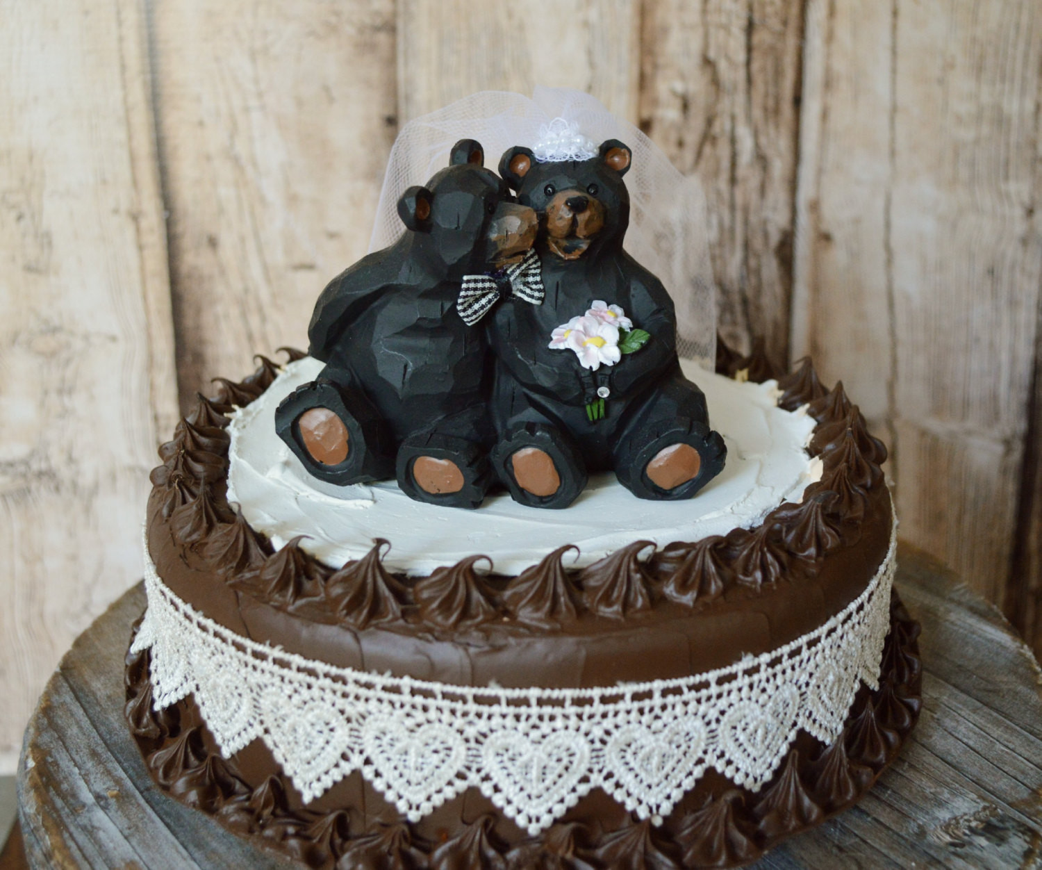 Bear Wedding Cake Topper
 black bear wedding cake topper country weddings bride and