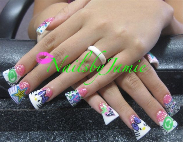 Beautiful Nails Fresno
 Duckfeet Mixed Girly Nail Art Nails by Jamie Nailville