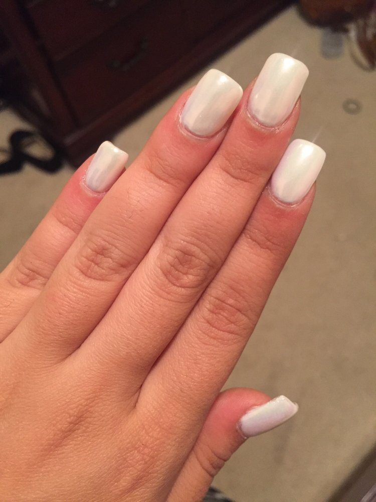 Beautiful Nails Fresno Ca
 White polish with white chrome love the way it turned out
