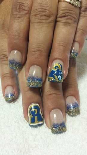 Beautiful Nails St Louis
 Rams football pride Hand painted as always Love what I
