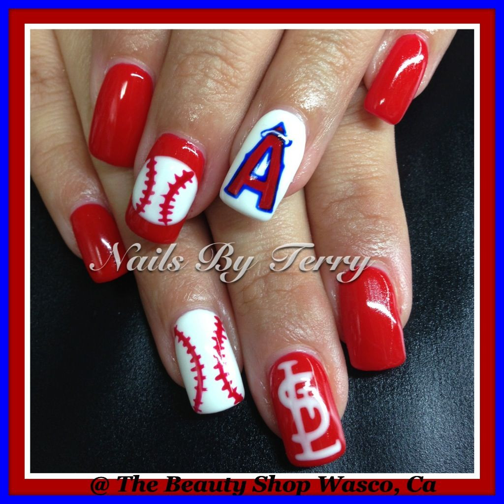 Beautiful Nails St Louis
 Angels and St Louis baseball nails gel nails