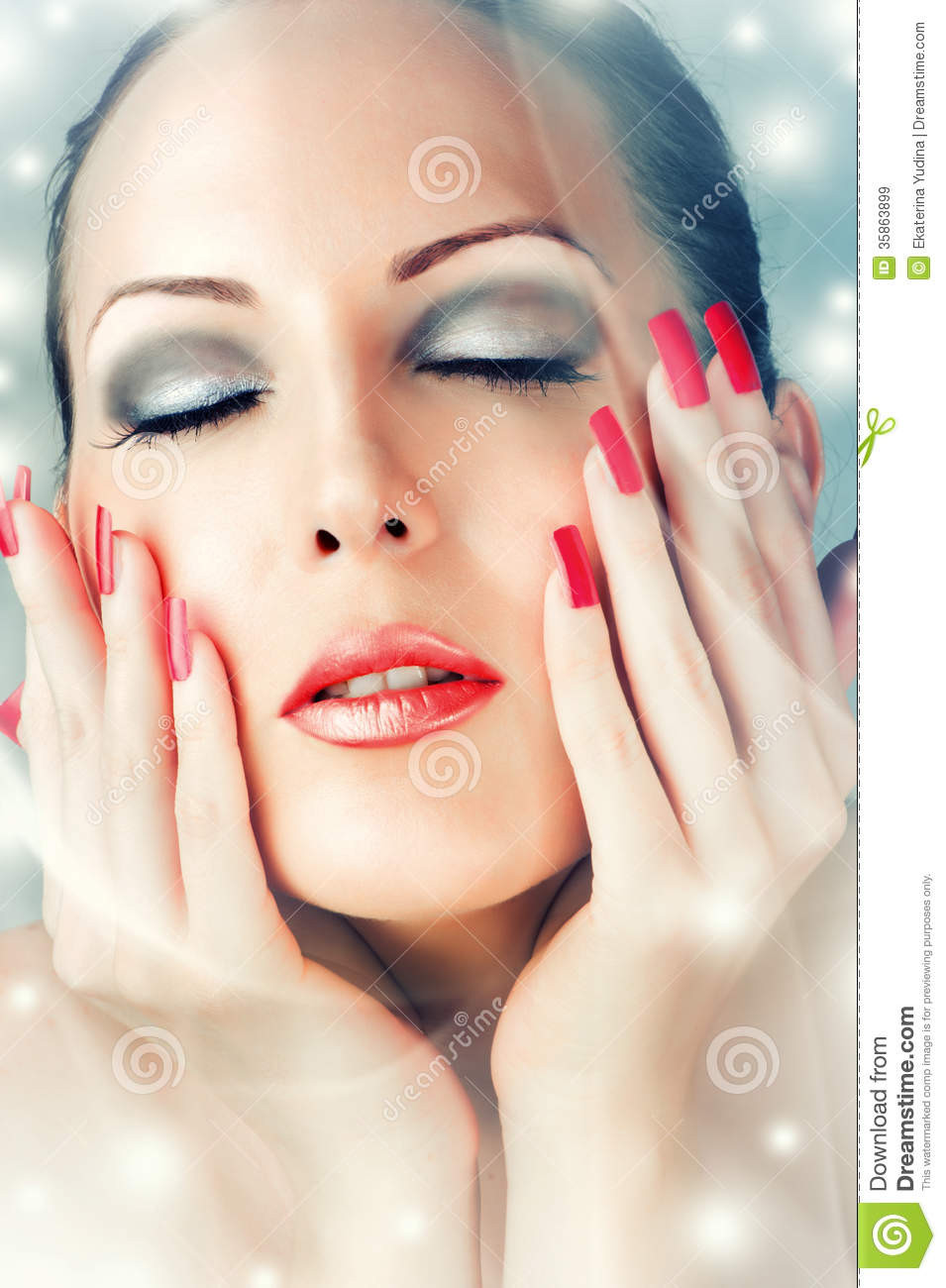 Beautiful Skin And Nails
 Winter Skin Care Beautiful Female Face Stock Image