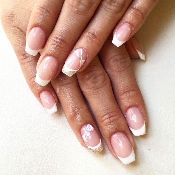 Beautiful Wedding Nails
 French Nails with a twist beautiful nail art detail on