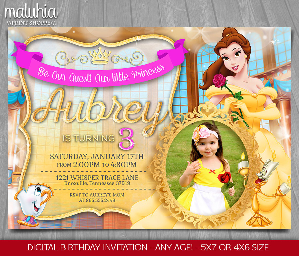 Beauty And The Beast Birthday Invitations
 Princess Belle Invitation Disney Beauty and the Beast Invite