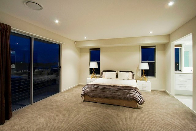 Bedroom Recessed Lighting
 Modern Bedroom with Aluminum Sliding Doors Modern