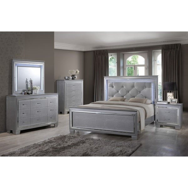 Bedroom Set With Led Lights
 Shop Best Quality Furniture Metallic Silver 4 piece