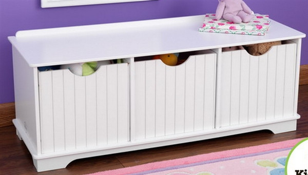 Bedroom Storage Bins
 New Wooden 3 Bin Storage Bench Toy Kids Room Bedroom