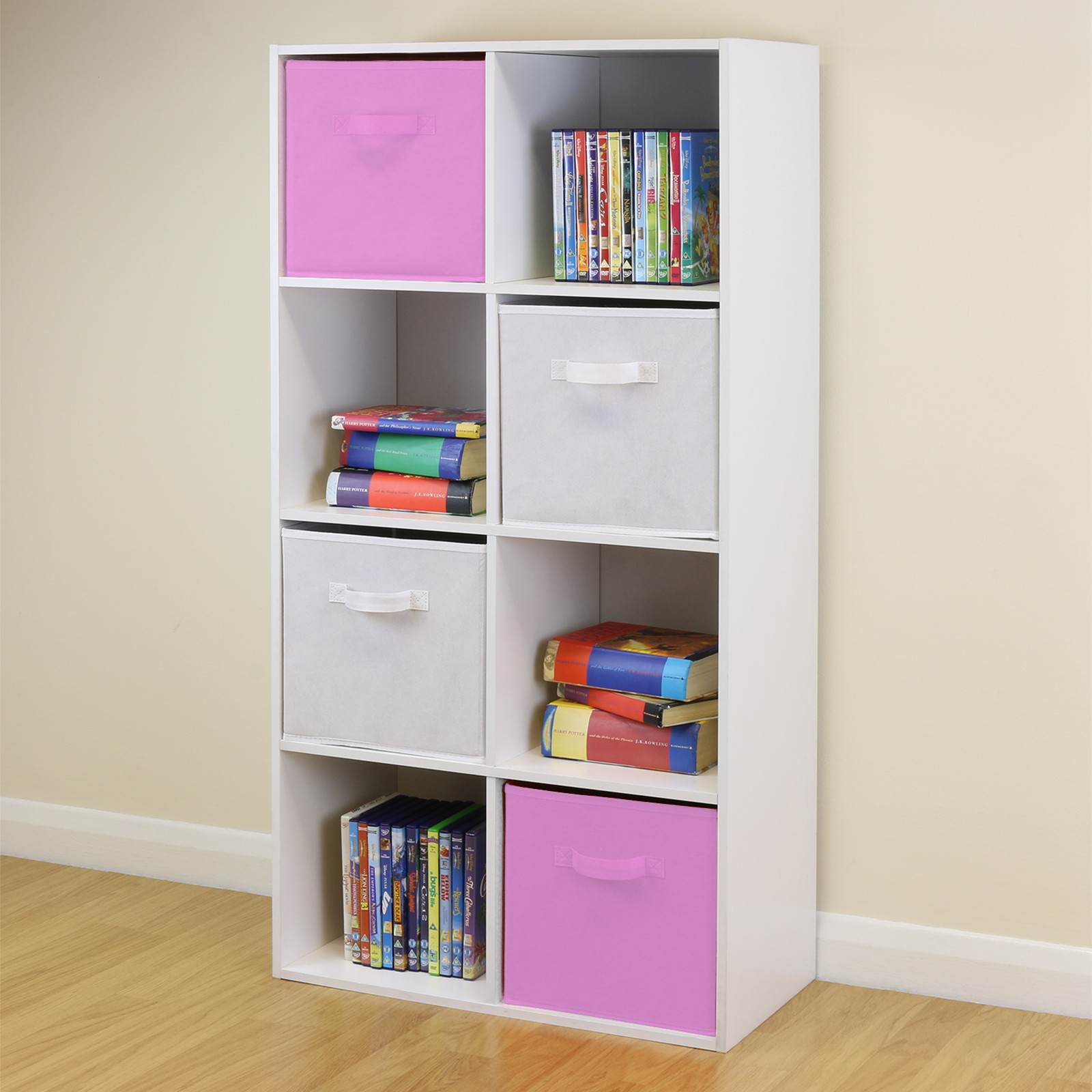 Bedroom Storage Units
 8 Cube Kids Pink & White Toy Games Storage Unit Girls Boys