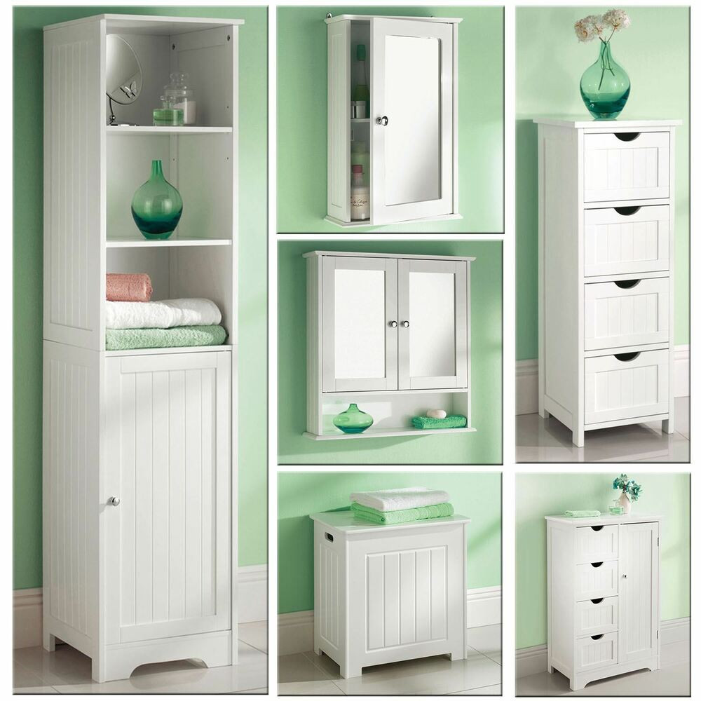 Bedroom Storage Units
 White Wooden Bathroom Cabinet Shelf Cupboard Bedroom