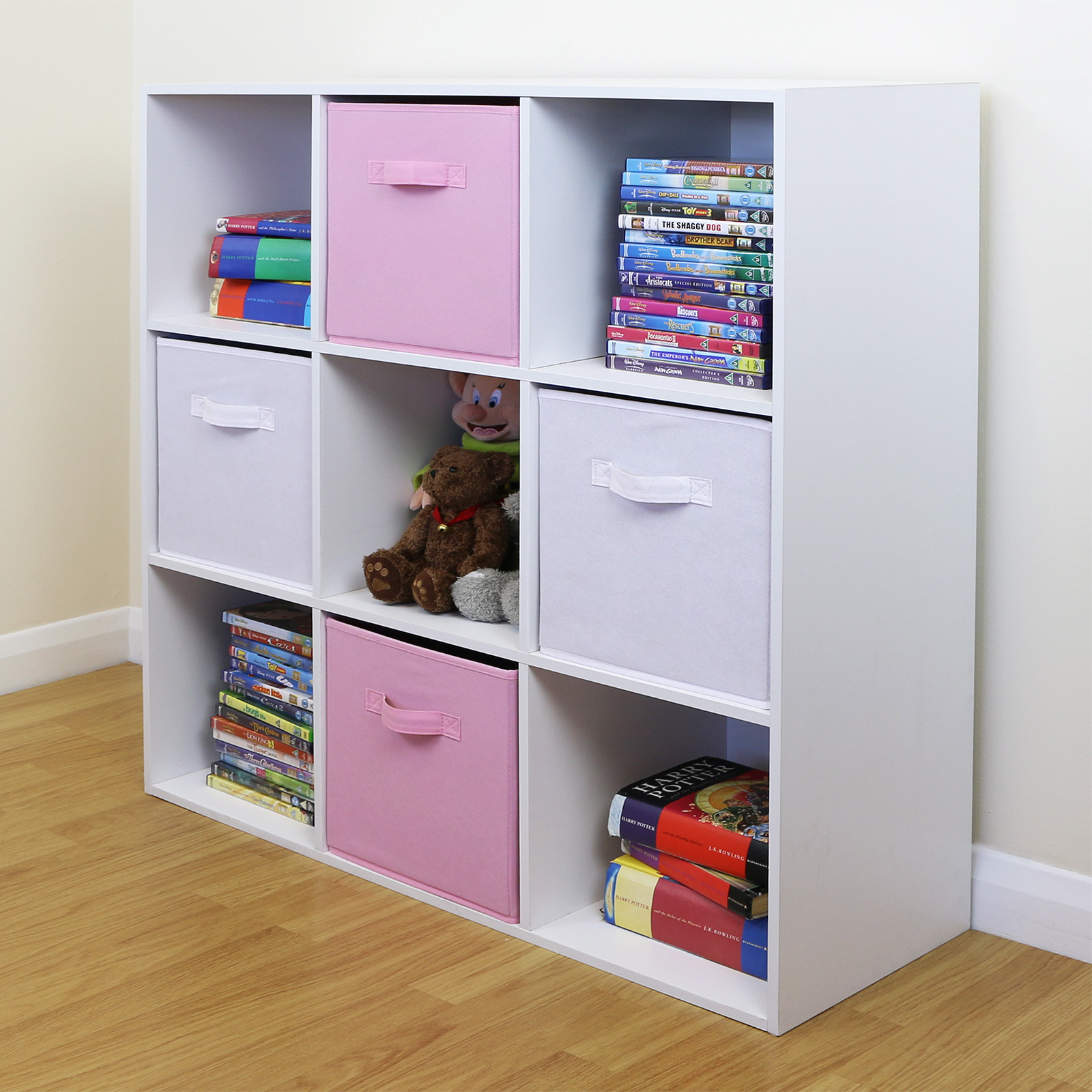 Bedroom Storage Units
 9 Cube Kids Pink & White Toy Games Storage Unit Girls Boys
