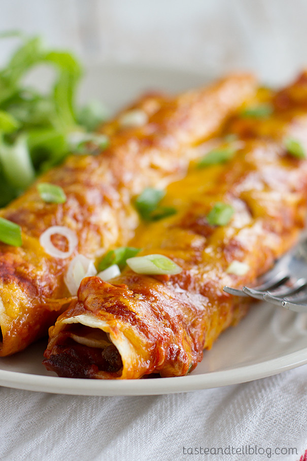 Beef And Bean Enchiladas
 Beef and Bean Enchiladas Taste and Tell