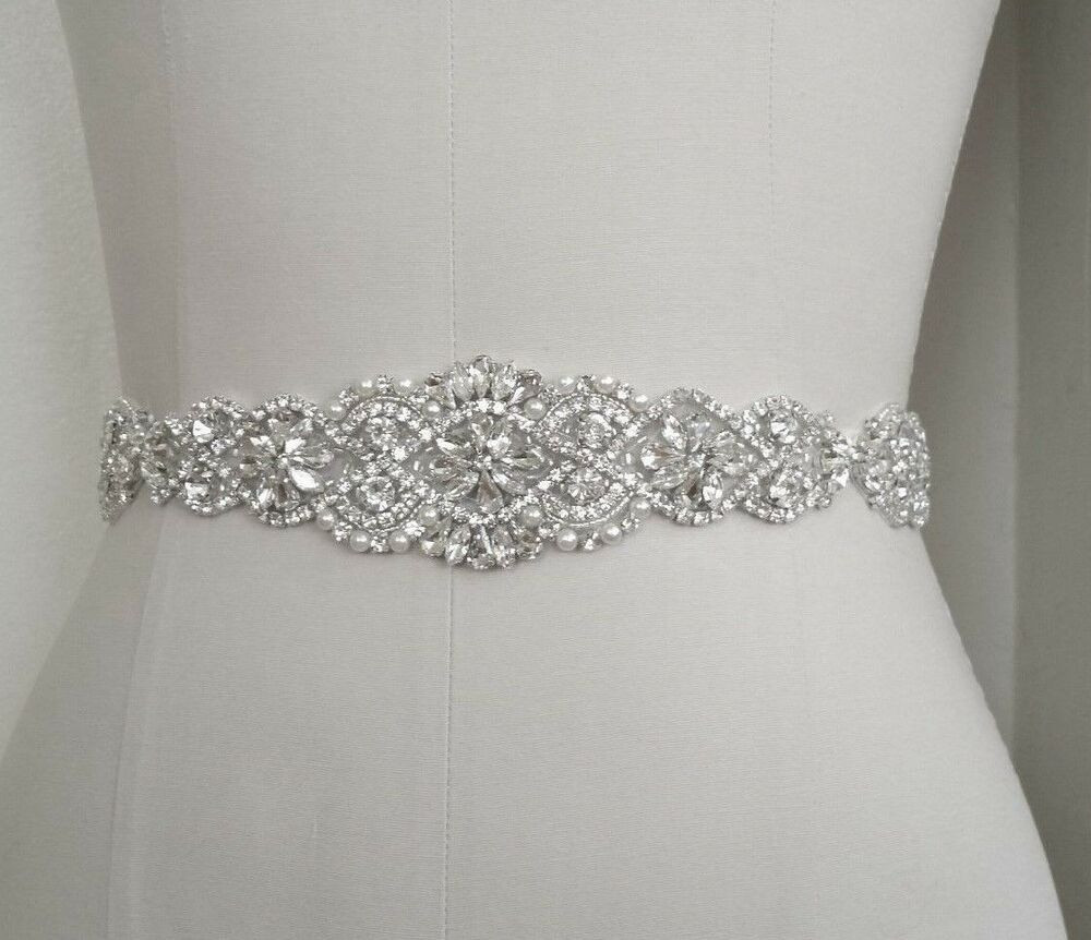 Belt For Wedding Dress
 Wedding Bridal Sash Belt Crystal Pearl Wedding Dress Sash